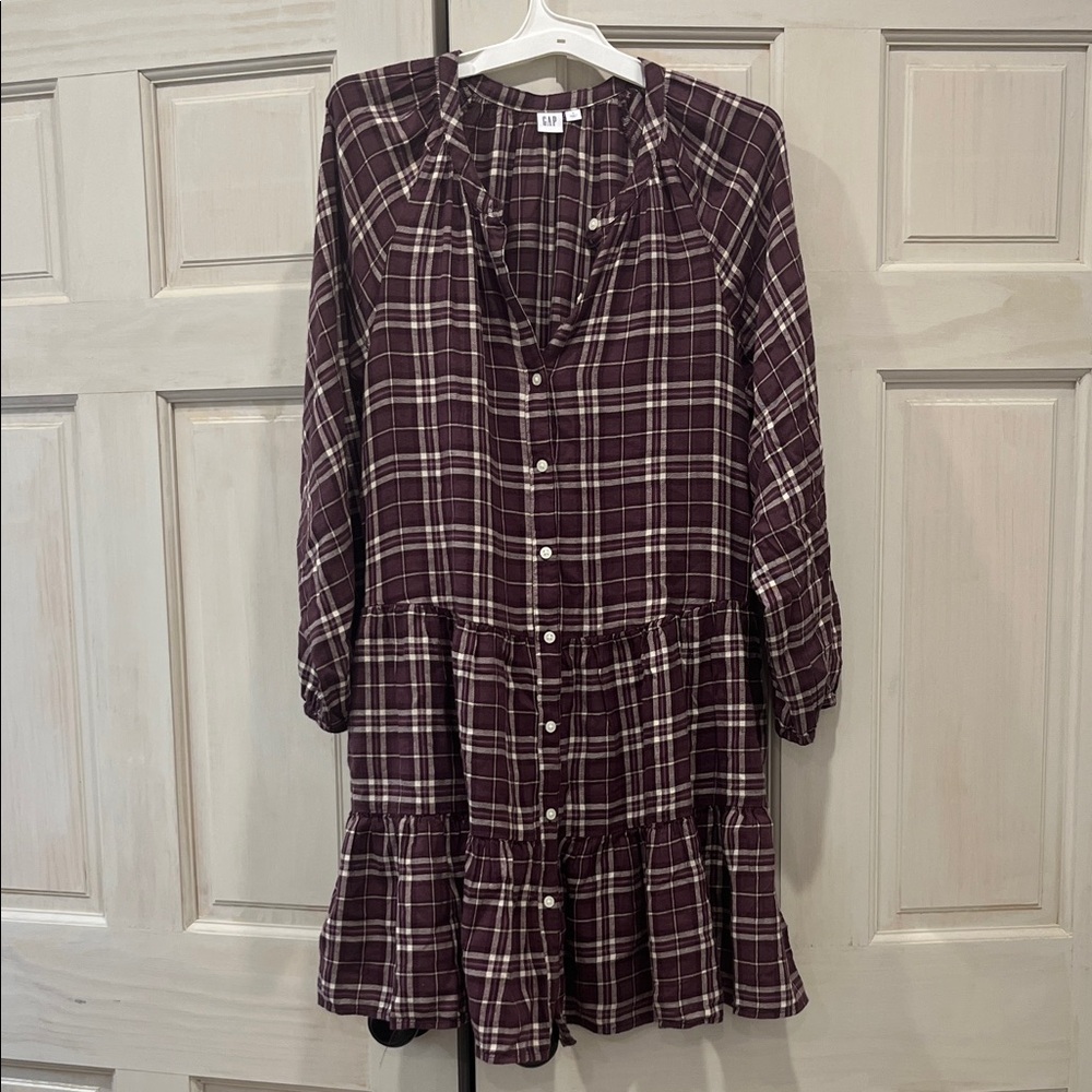 GAP Burgundy Plaid Dress